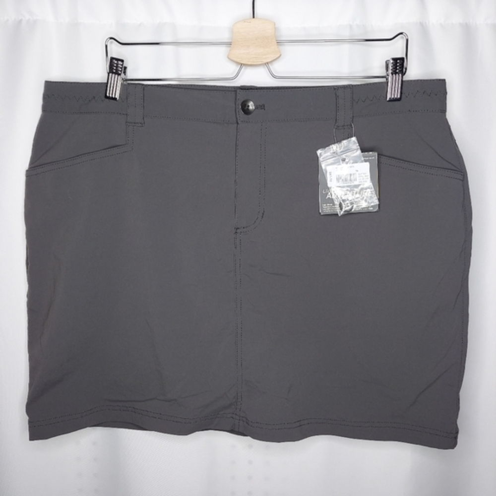 Eddie Bauer Skort Womens 16 Stretch Gray Pocket Button Zip Nylon Outdoor‎ Hiking